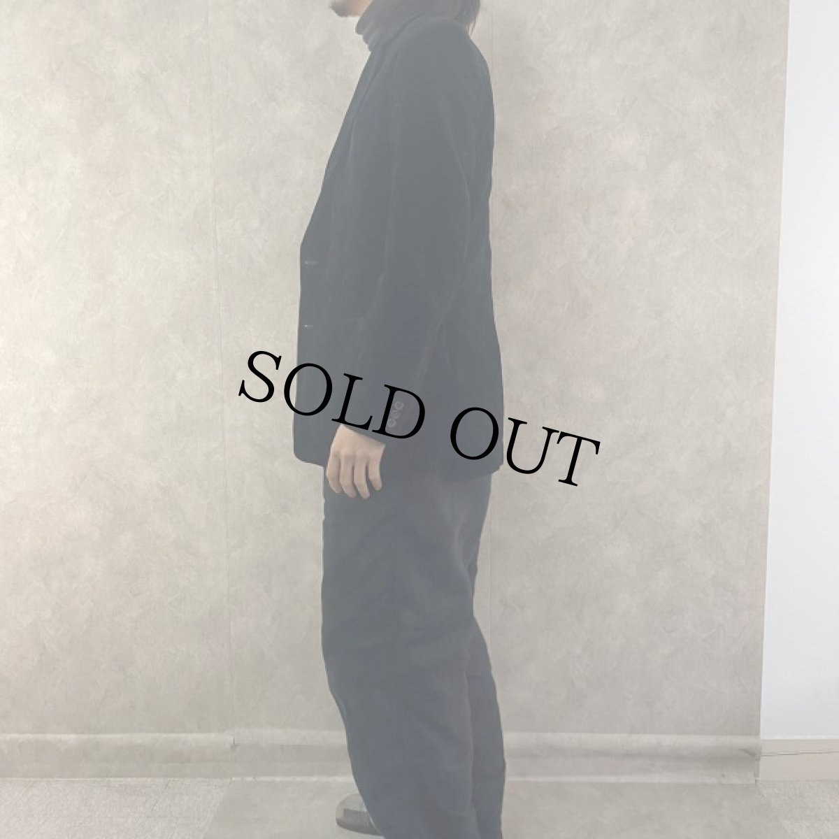 画像3: 70's〜 POLAND製 ベルベットテーラードジャケット ブラック (3)