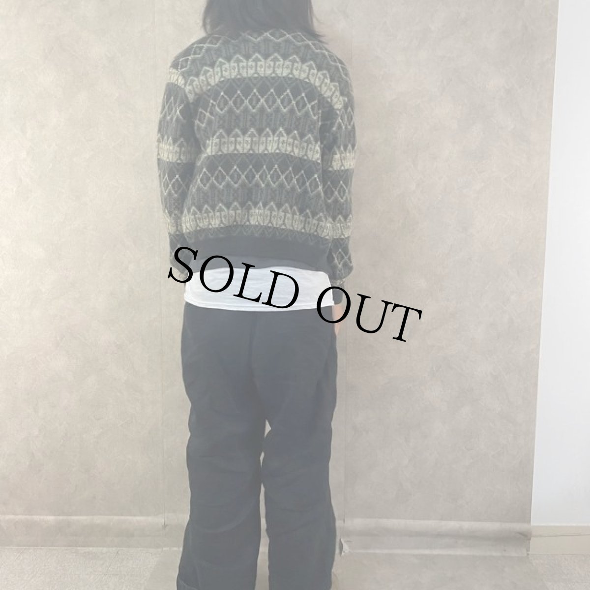 画像4: 60's Lamb Knit 総柄モヘアニットカーディガン M (4)