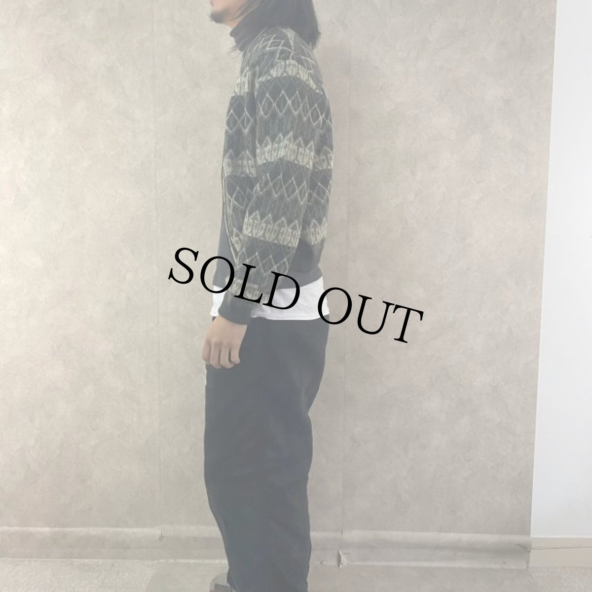 画像3: 60's Lamb Knit 総柄モヘアニットカーディガン M (3)