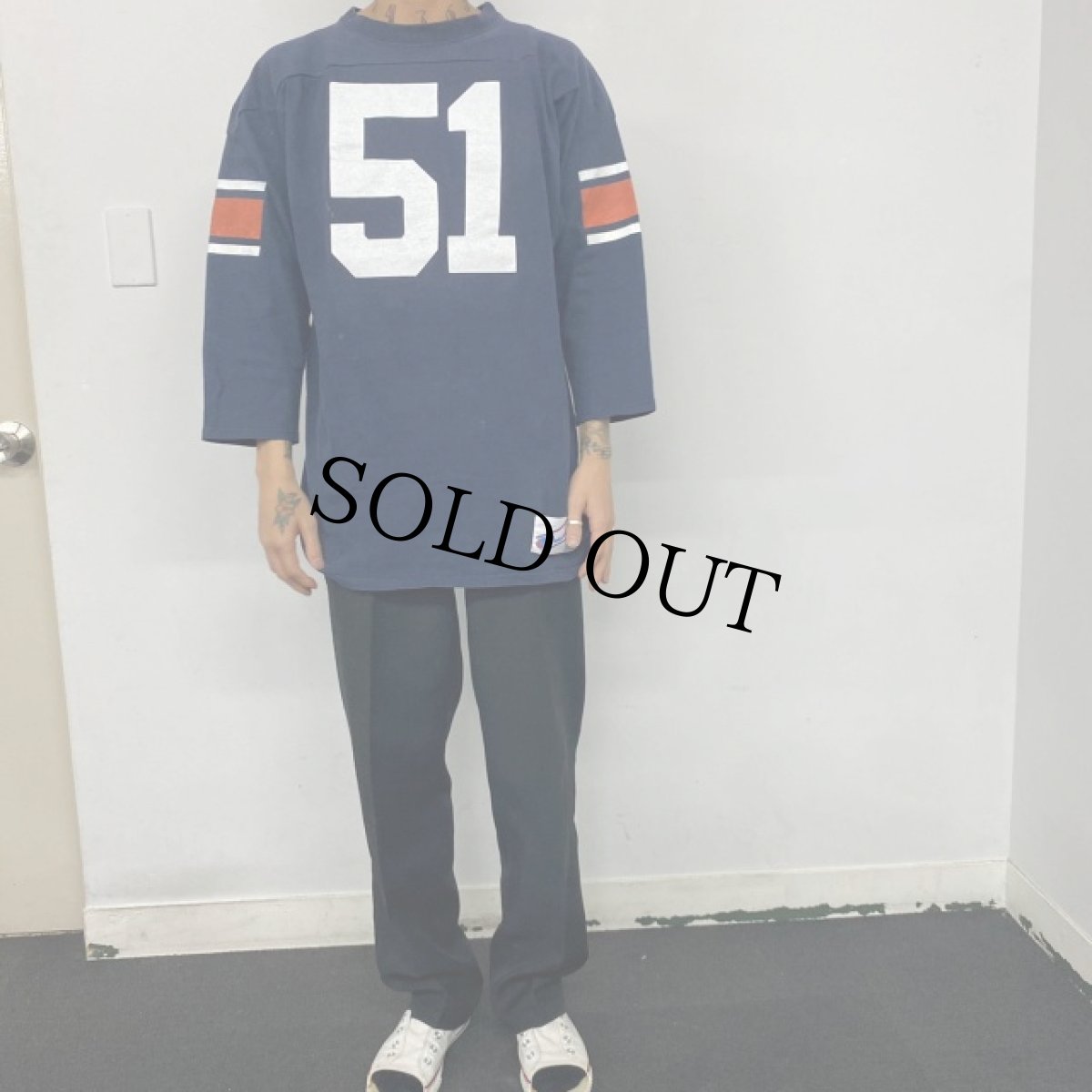 画像2: 80's Champion USA製 トリコタグ フットボールTシャツ L (2)