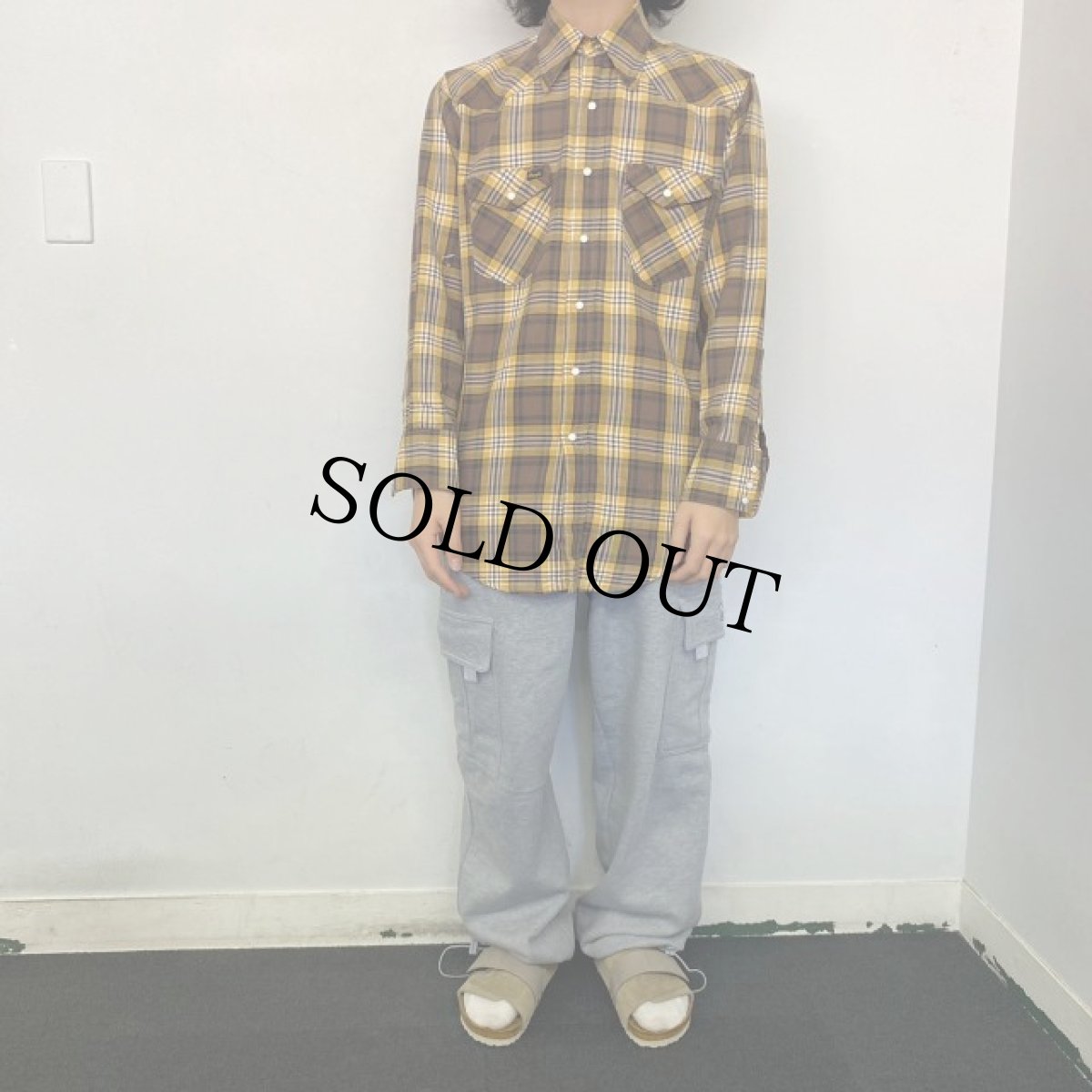 画像2: 70's Wrangler USA製 チェック柄 ウエスタンシャツ (2)