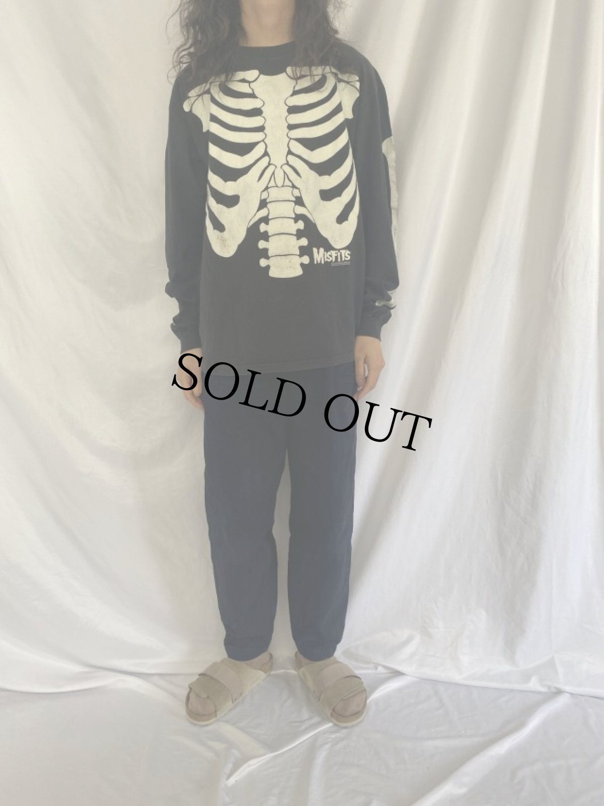 画像2: 90's MISFITS USA製 畜光プリント ハードコアパンクバンドロンT XL (2)