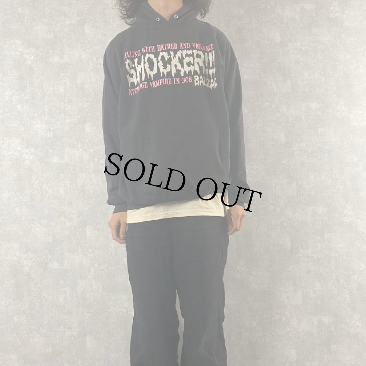 画像2: 90's USA製 BALZAC "Atom-Age Vampire In 308" ヘヴィーメタルバンドスウェットフーディ XL (2)