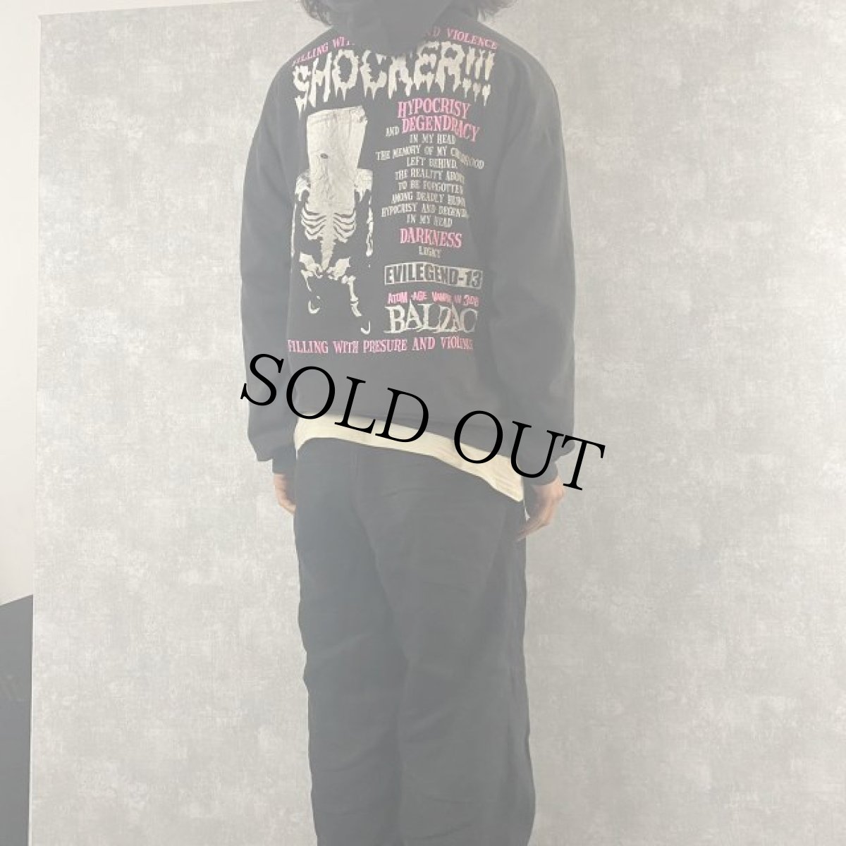 画像4: 90's USA製 BALZAC "Atom-Age Vampire In 308" ヘヴィーメタルバンドスウェットフーディ XL (4)