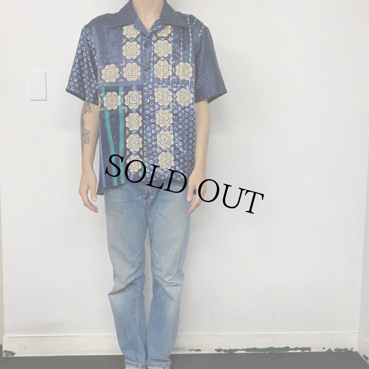 画像3: ink "BANDANA PATTERN SHIRT" BLUE TONE 【M】 (3)
