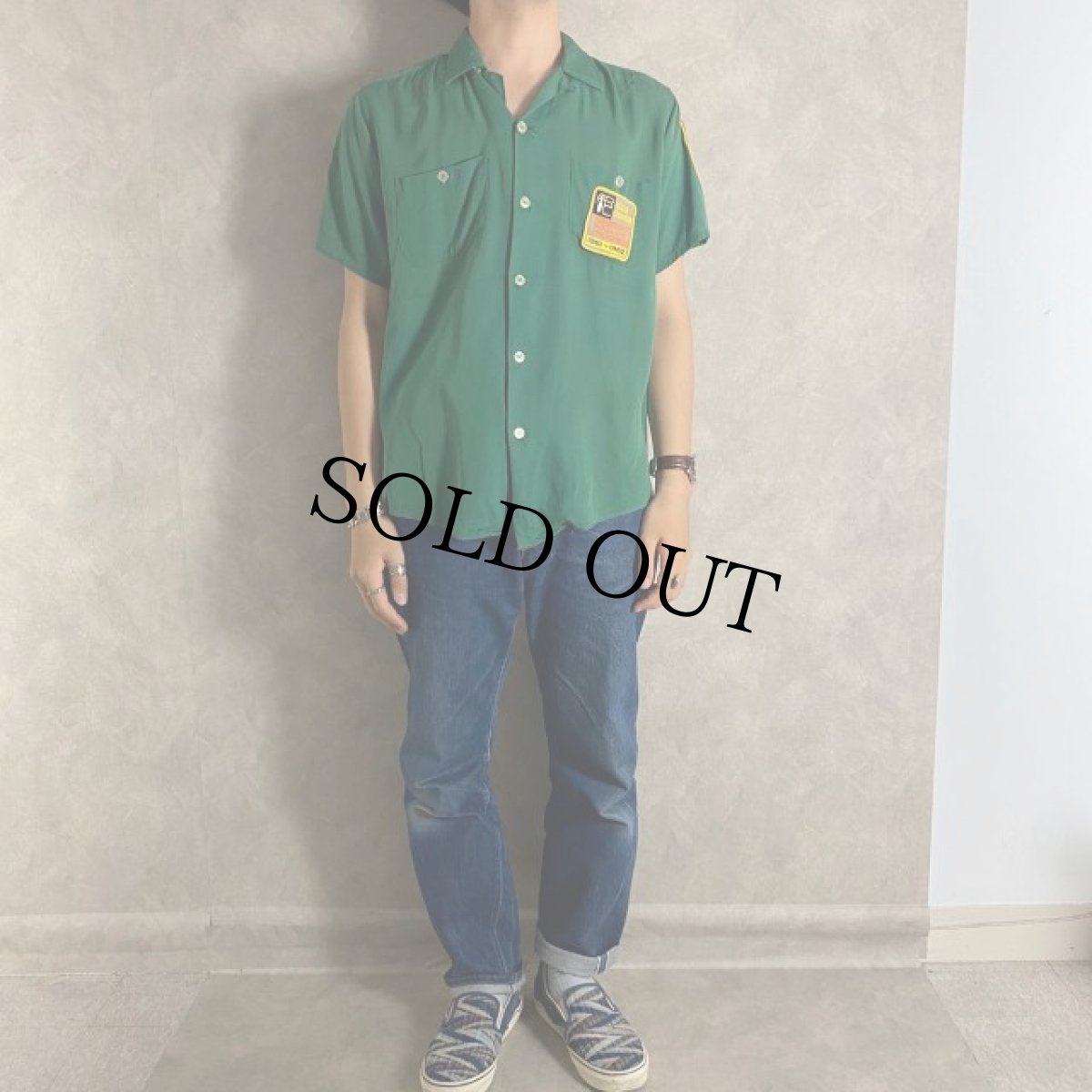 画像3: 60's The Topp Score チェーン刺繍×パッチ付き Bowling Shirt M (3)