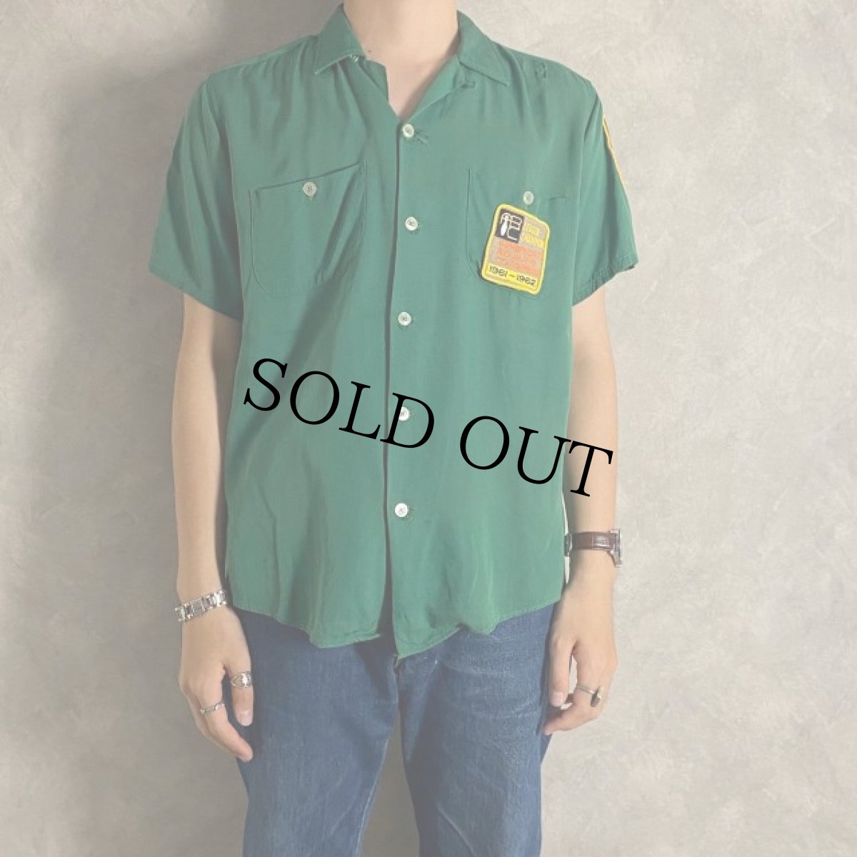 画像4: 60's The Topp Score チェーン刺繍×パッチ付き Bowling Shirt M (4)