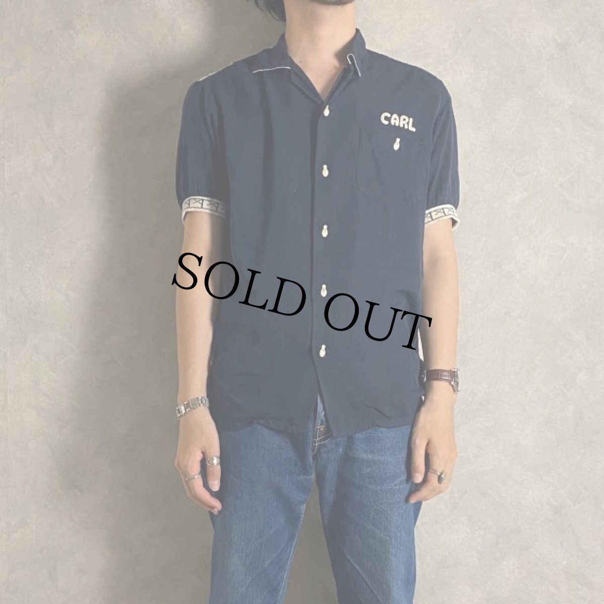 画像4: 50〜60's Air flo "Jarmers Co-op Oil" フロッキープリント Bowling Shirt (4)