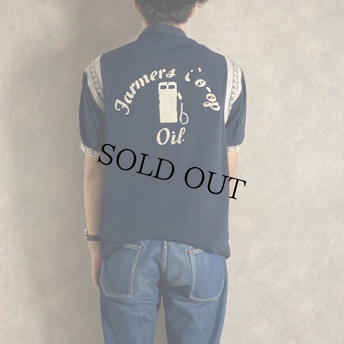 画像6: 50〜60's Air flo "Jarmers Co-op Oil" フロッキープリント Bowling Shirt (6)