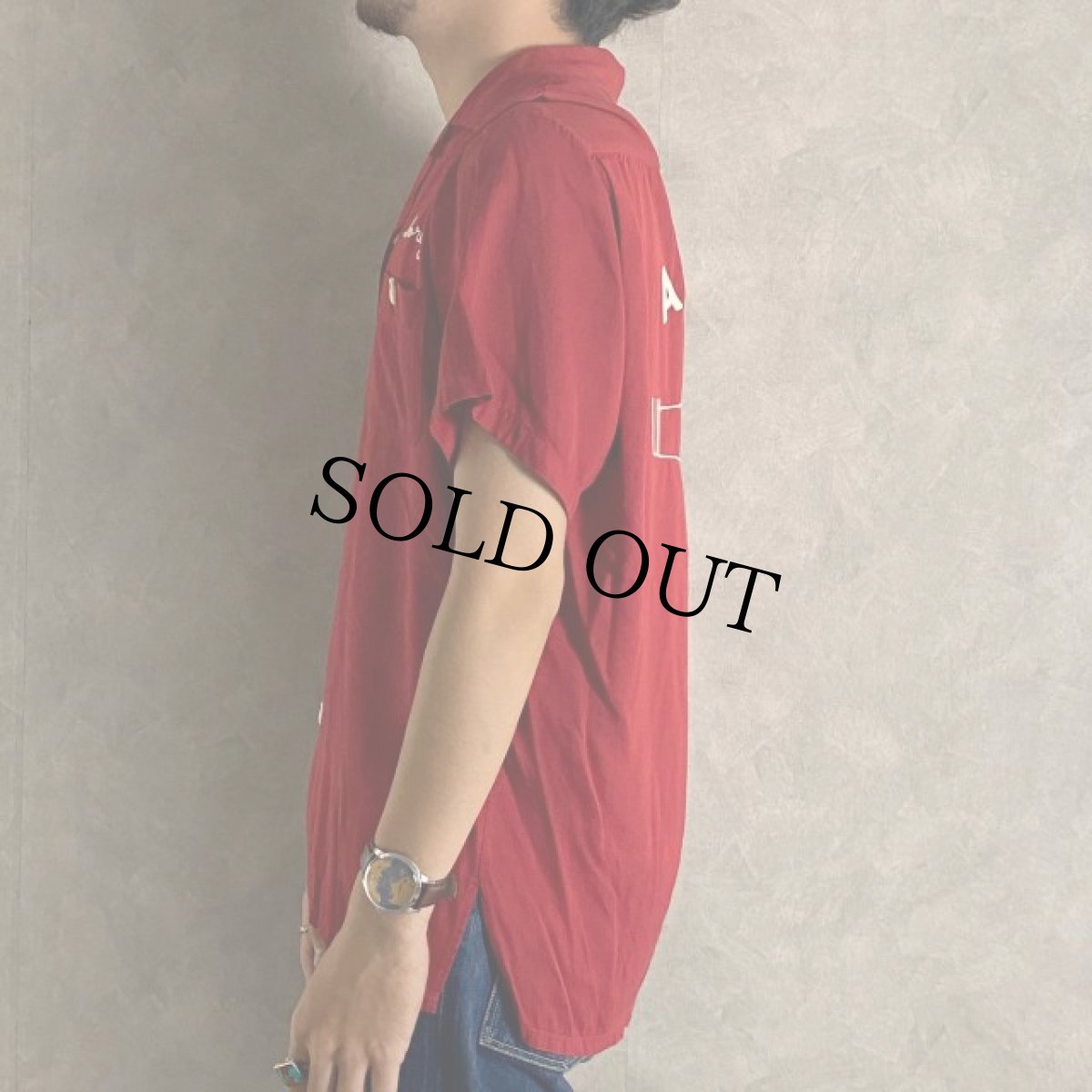 画像5: 60's Air flo "ARCADIA" チェーン刺繍 Bowling Shirt M (5)