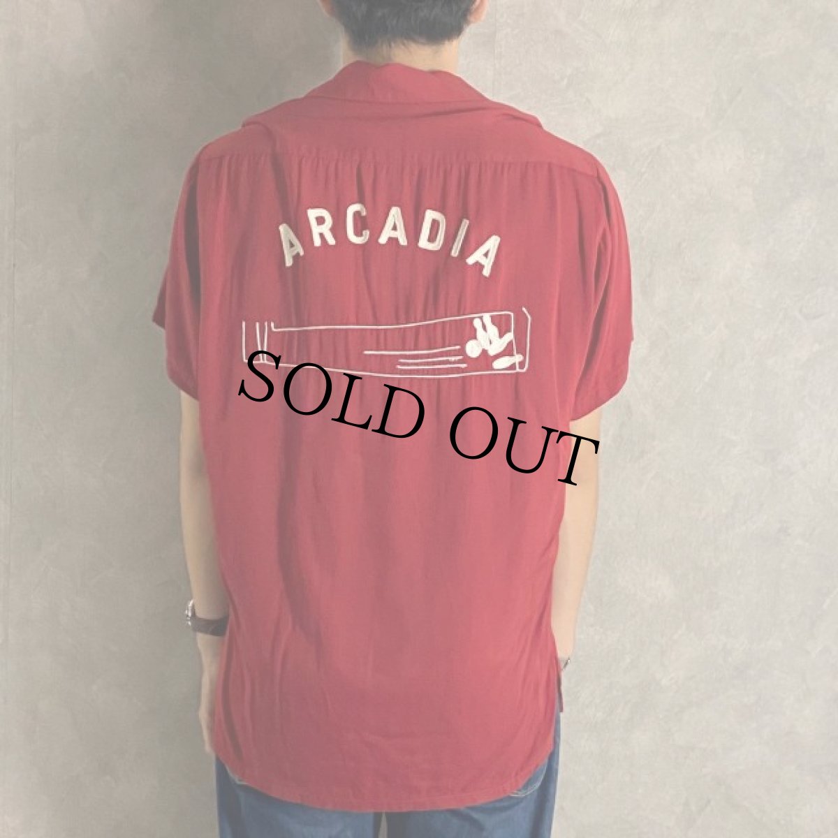 画像6: 60's Air flo "ARCADIA" チェーン刺繍 Bowling Shirt M (6)