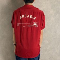 画像6: 60's Air flo "ARCADIA" チェーン刺繍 Bowling Shirt M (6)