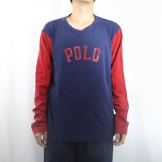 画像2: POLO Ralph Lauren "POLO" フロッキープリント 2トーンロンT L (2)
