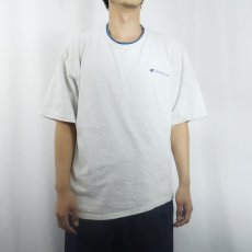画像2: 90's Champipon USA製 青刺繍タグ 後期 レイヤードデザイン ロゴプリントTシャツ XL (2)