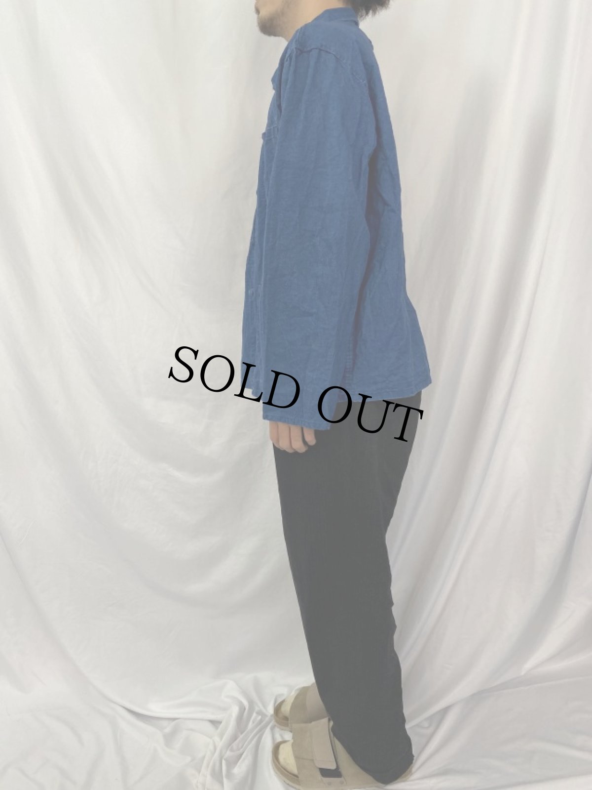 画像3: インディゴコットン カンフーシャツ (3)