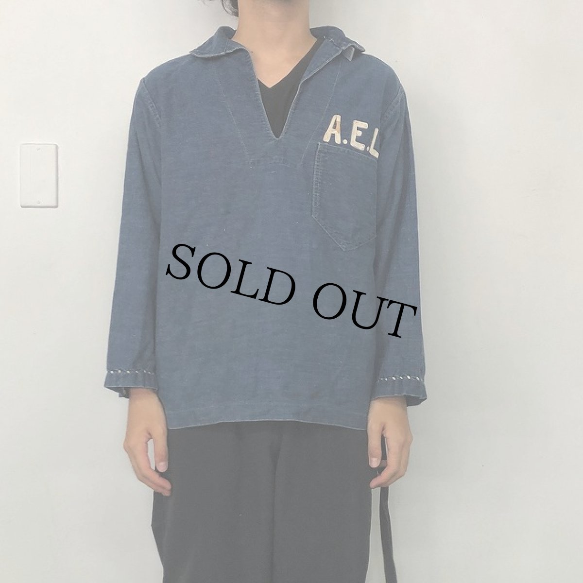 画像3: 30〜40's U.S.NAVY Shawl Collar Pullover Denim Jacket (3)