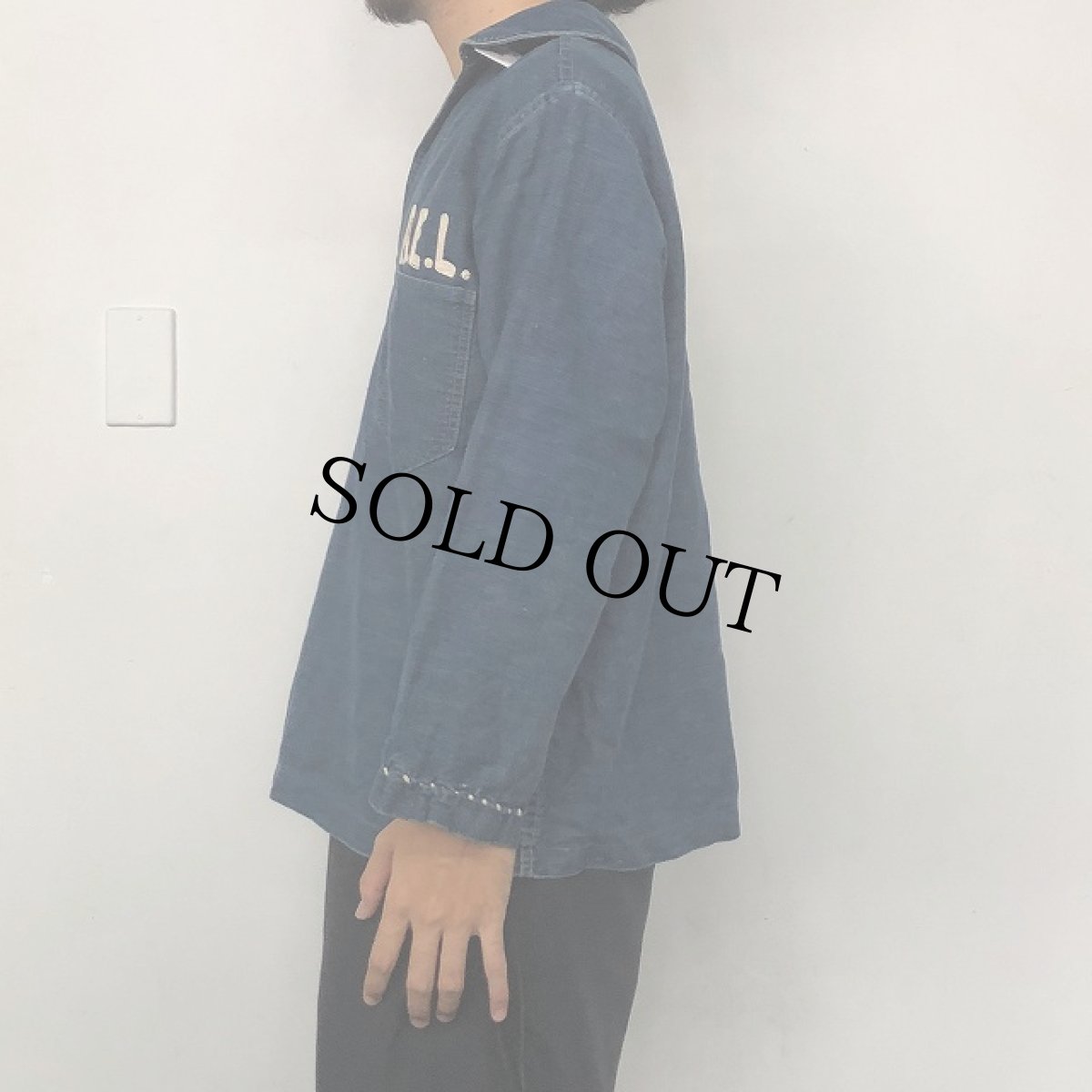 画像4: 30〜40's U.S.NAVY Shawl Collar Pullover Denim Jacket (4)