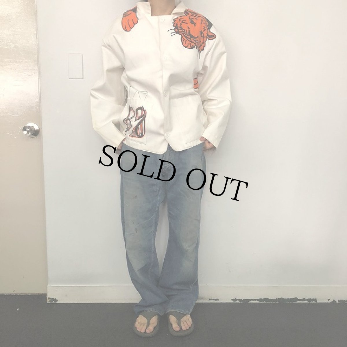 画像3: VINTAGE タイガーペイント ホワイトカバーオール (3)