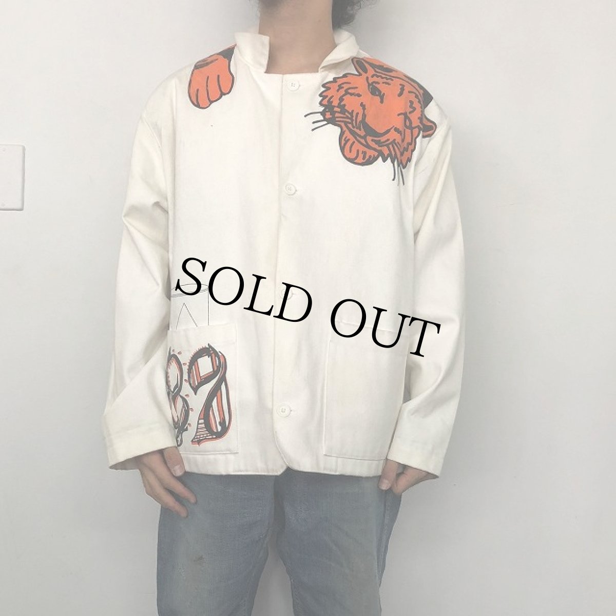 画像4: VINTAGE タイガーペイント ホワイトカバーオール (4)