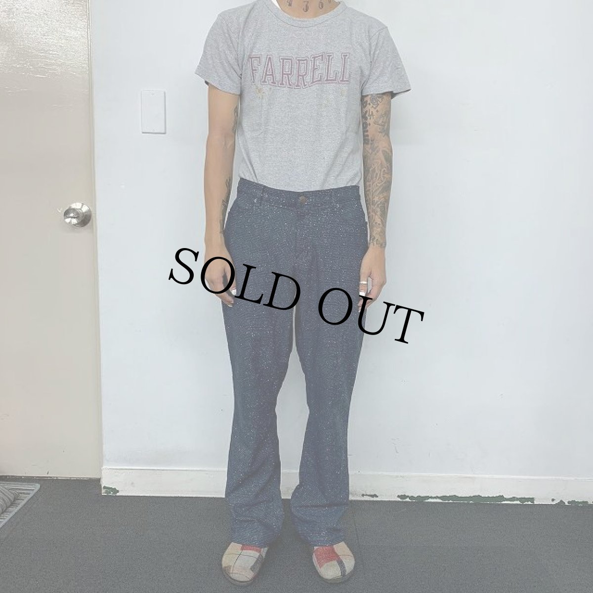 画像5: 90's BILL BLASS JEANS 総柄 ラメ入り ベルボトムパンツ W32 (5)