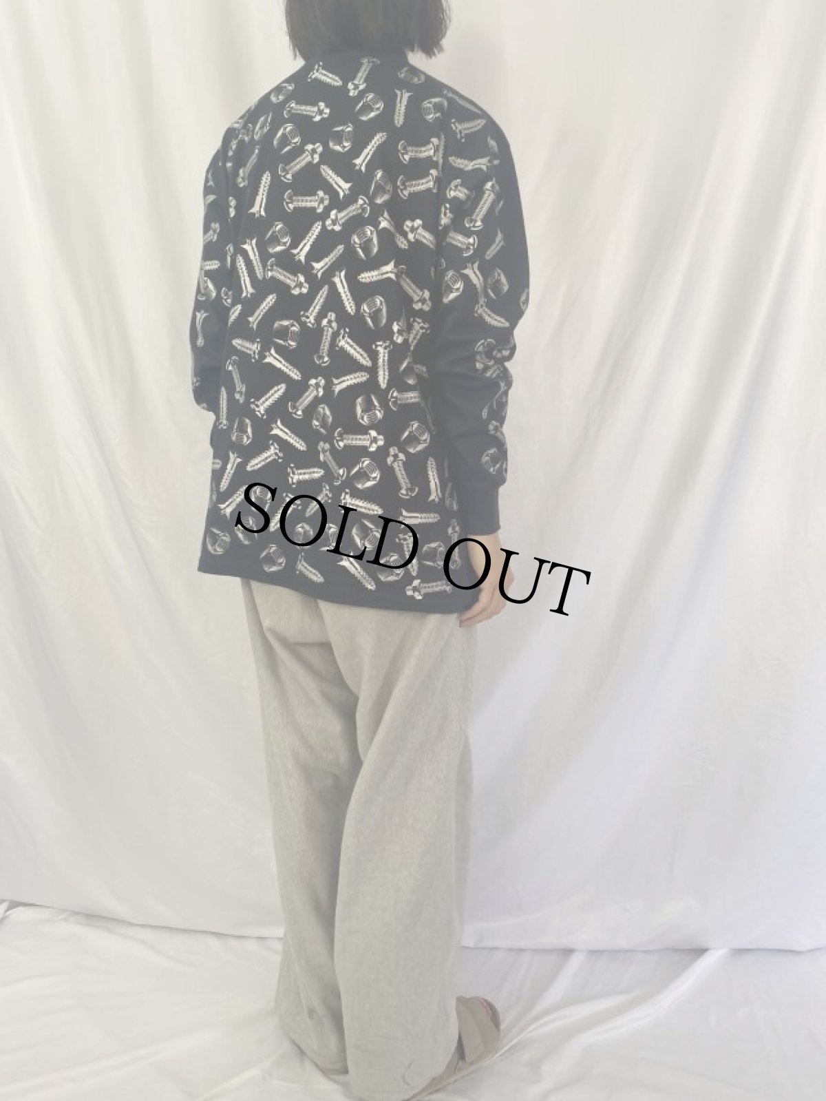 画像4: 90's Nappy Threads USA製 ネジプリント モックネックロンT XL (4)