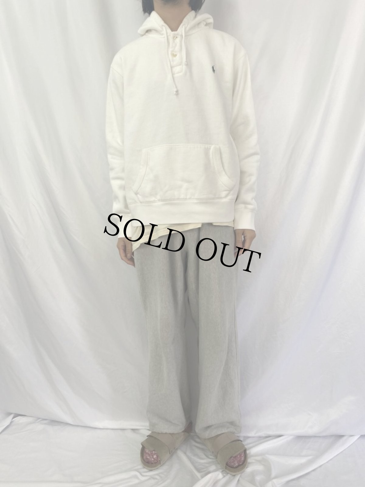 画像2: POLO Ralph Lauren ヘンリーネック スウェットフーディー XL (2)