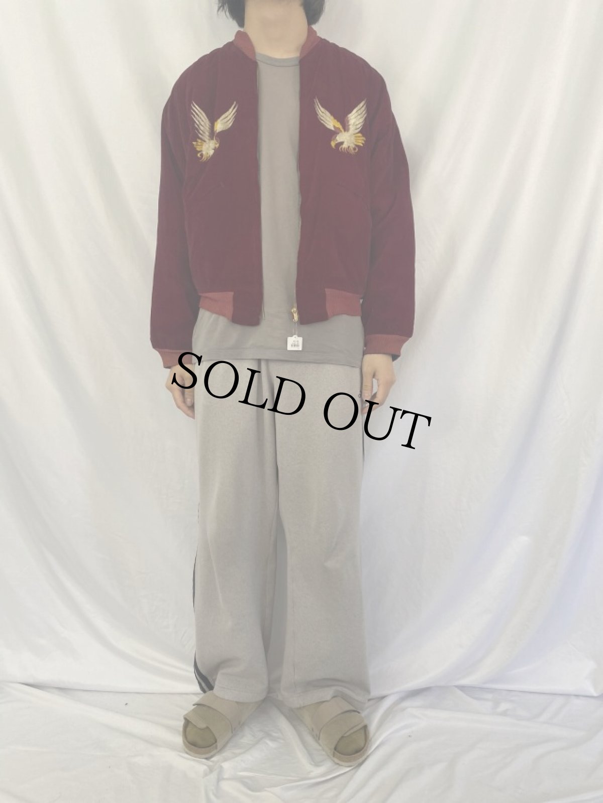 画像5: 50's "JAPAN" 鷹×虎 別珍×サテン スカジャン (5)