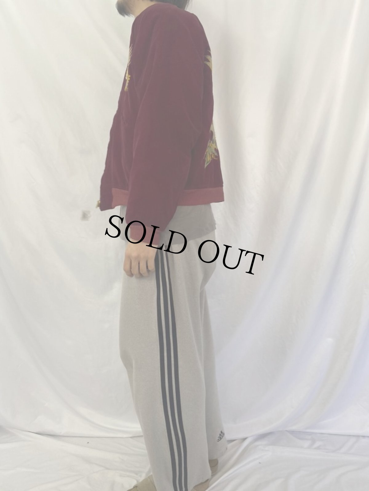 画像6: 50's "JAPAN" 鷹×虎 別珍×サテン スカジャン (6)