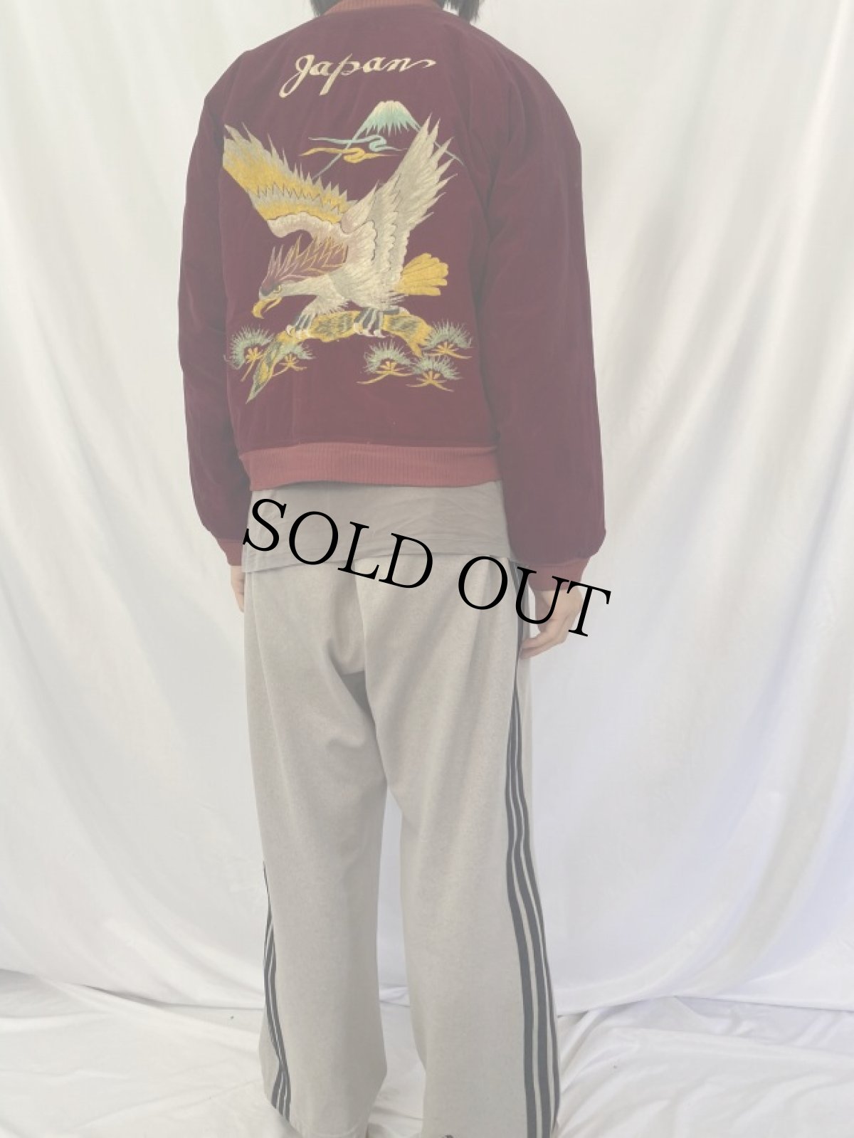 画像7: 50's "JAPAN" 鷹×虎 別珍×サテン スカジャン (7)