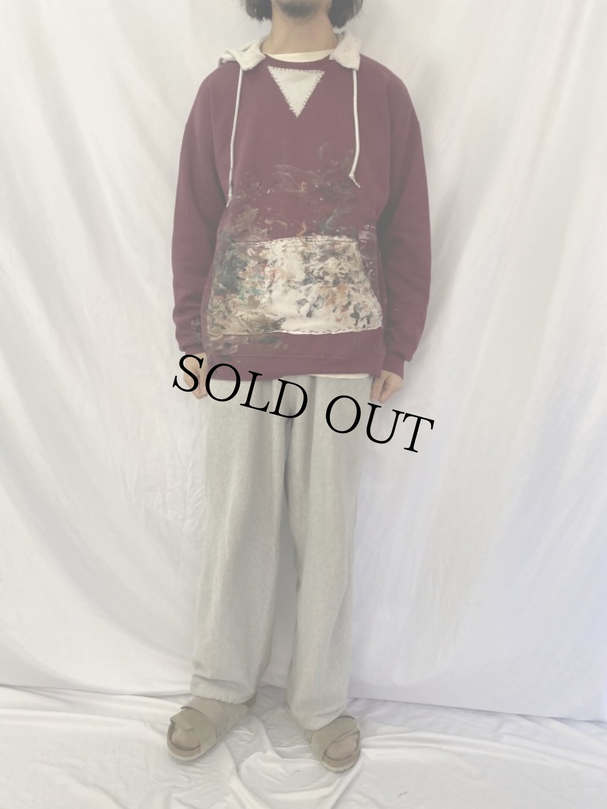 画像2: カスタムリメイク ペンキペイントスウェットフーディー (2)