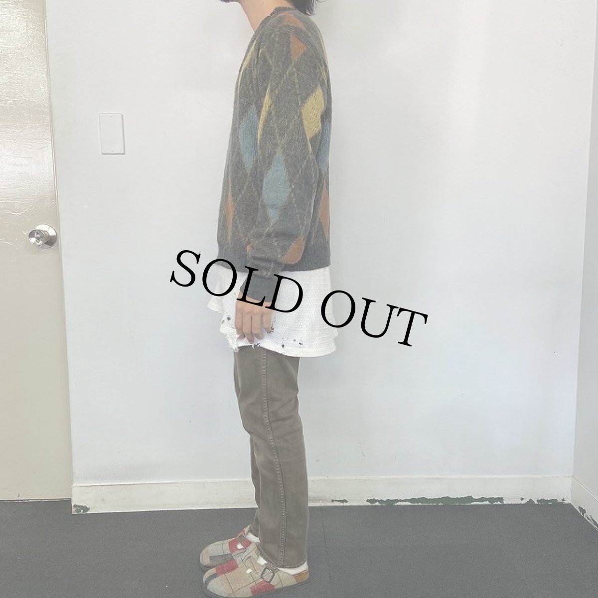 画像3: VINTAGE アーガイル柄 シャギーニットセーター (3)