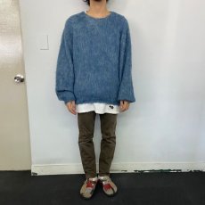 画像2: STRANGE TRIP "MIX MOHAIR BIG KNIT" GRAY×BLUE 【L】 (2)