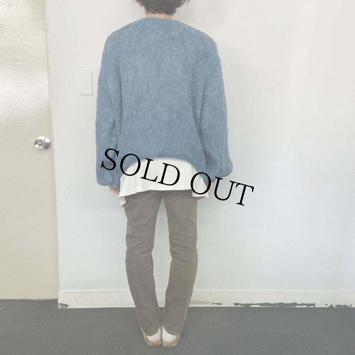 画像4: STRANGE TRIP "MIX MOHAIR BIG KNIT" GRAY×BLUE 【L】 (4)