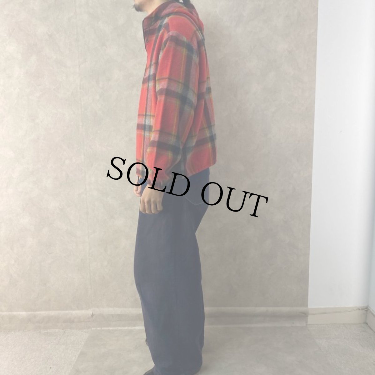 画像3: 60's Fox Knapp USA製 チェック柄 ハーフジップウールジャケット L (3)