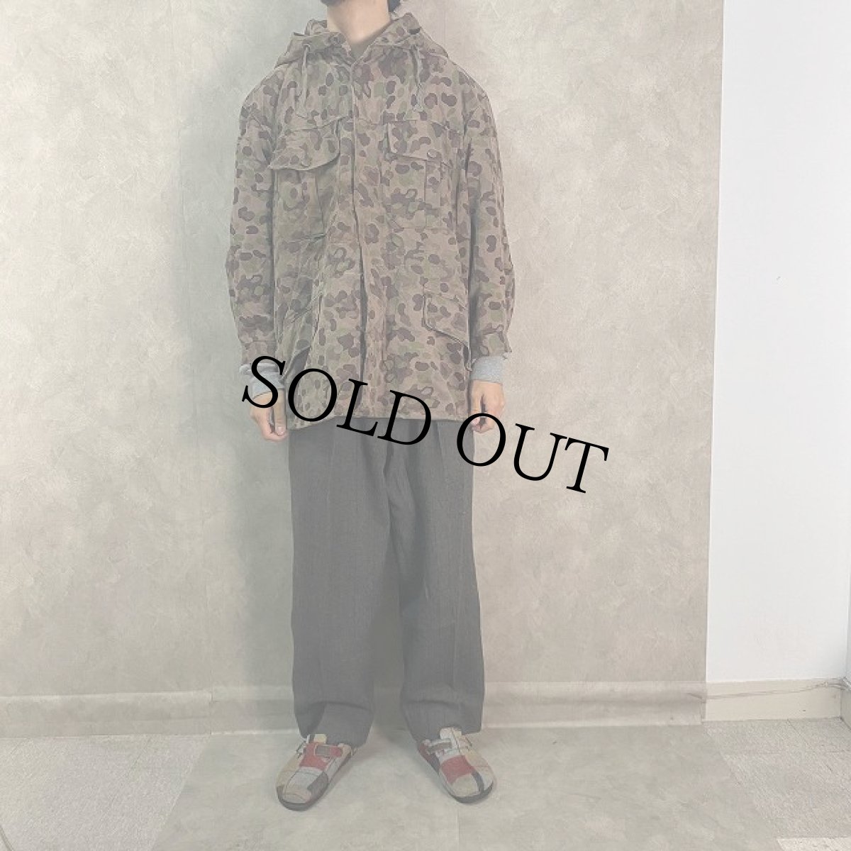 画像2: 50's Austrian Military オーストリアン ピードットカモ柄 コットン フードジャケット (2)