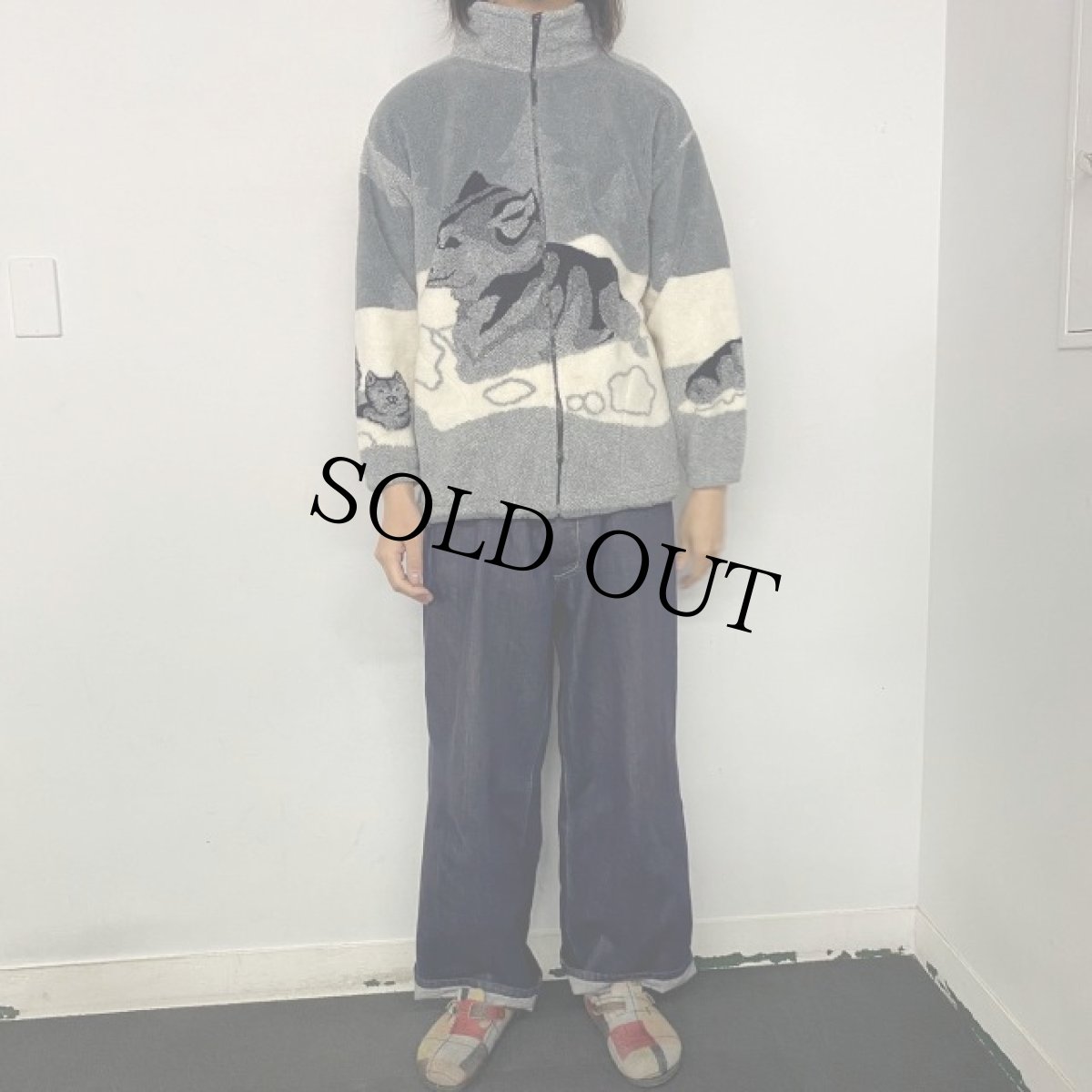 画像2: BLACK MOUNTAIN USA製 アニマル柄フリースジャケット S (2)