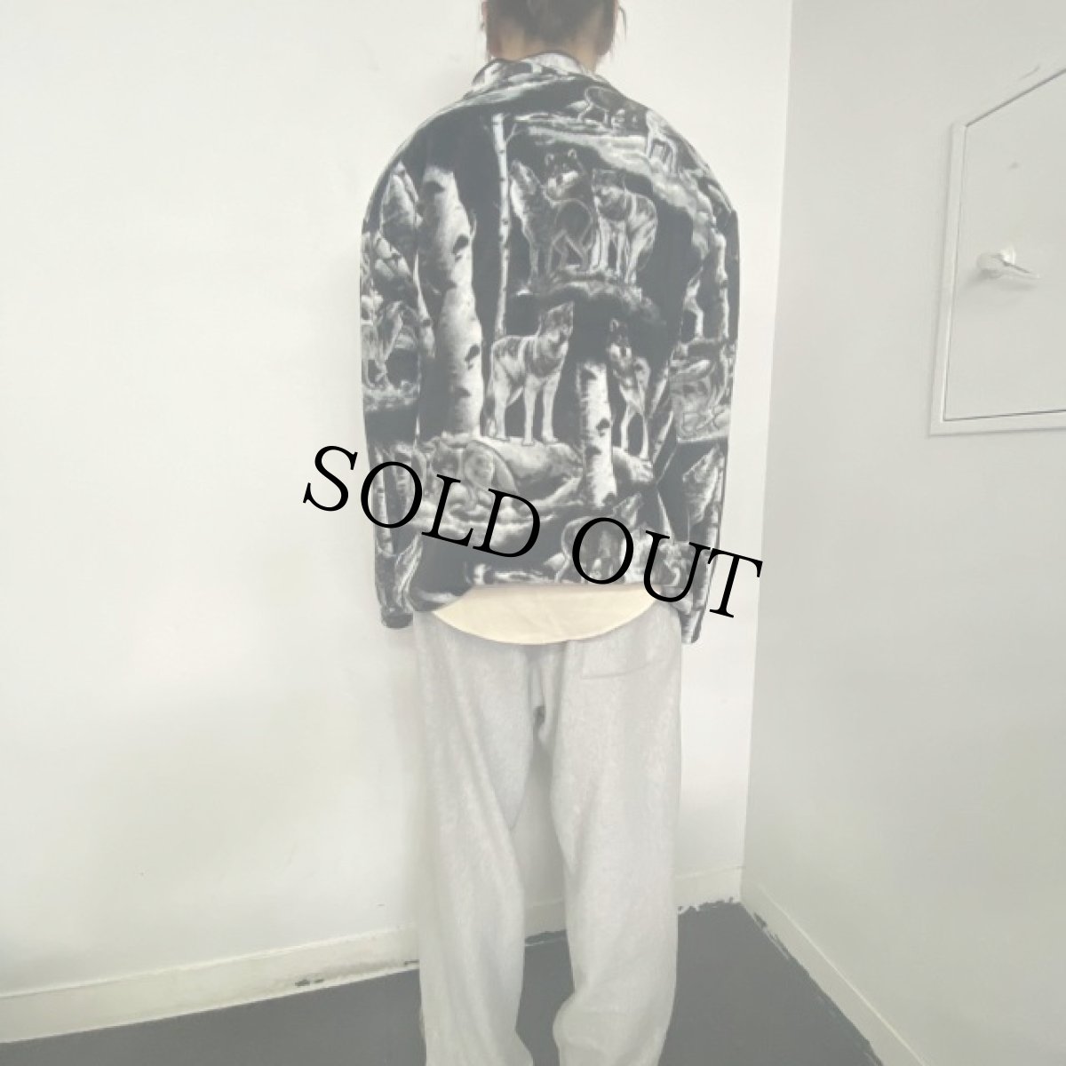 画像6: オオカミ柄 リバーシブル フリースジャケット XL (6)