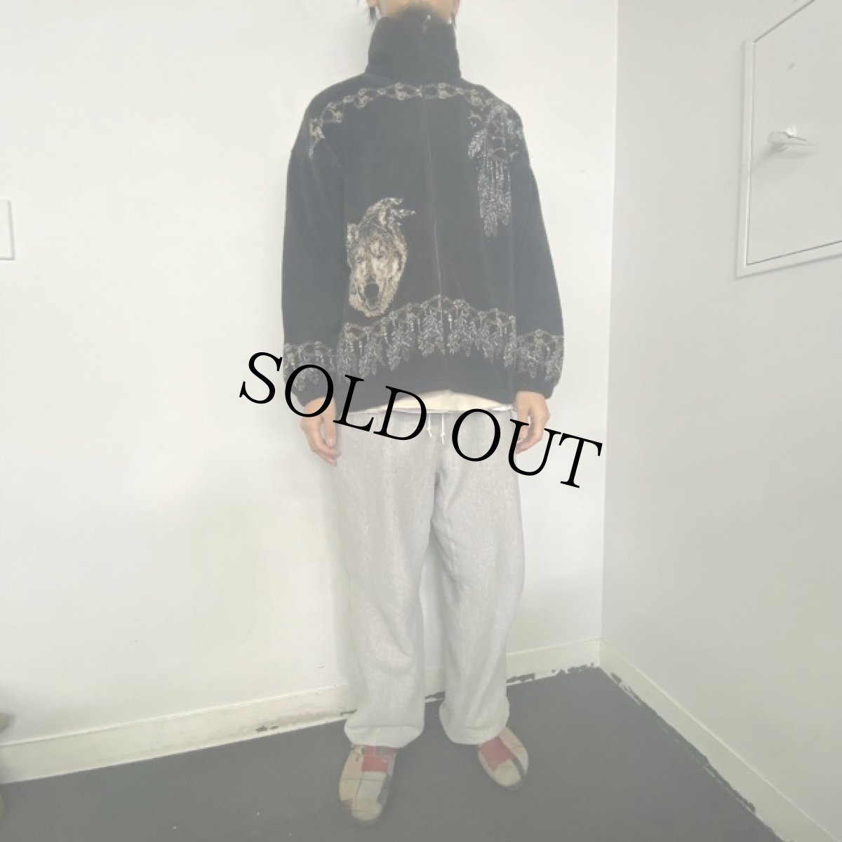 画像5: BEAR RIDGE USA製 オオカミ柄 フリースジャケット L (5)