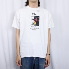 画像2: 90's intel USA製 "Bringing Your Left and Right Brain Together" 半導体メーカー プリントTシャツ L (2)