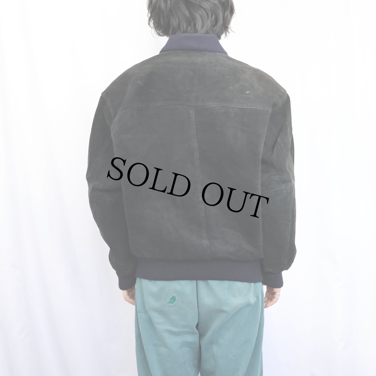 画像3: 90's CAMEL STYLES ロゴ刺繡 スエードレザージャケット BLACK L (3)