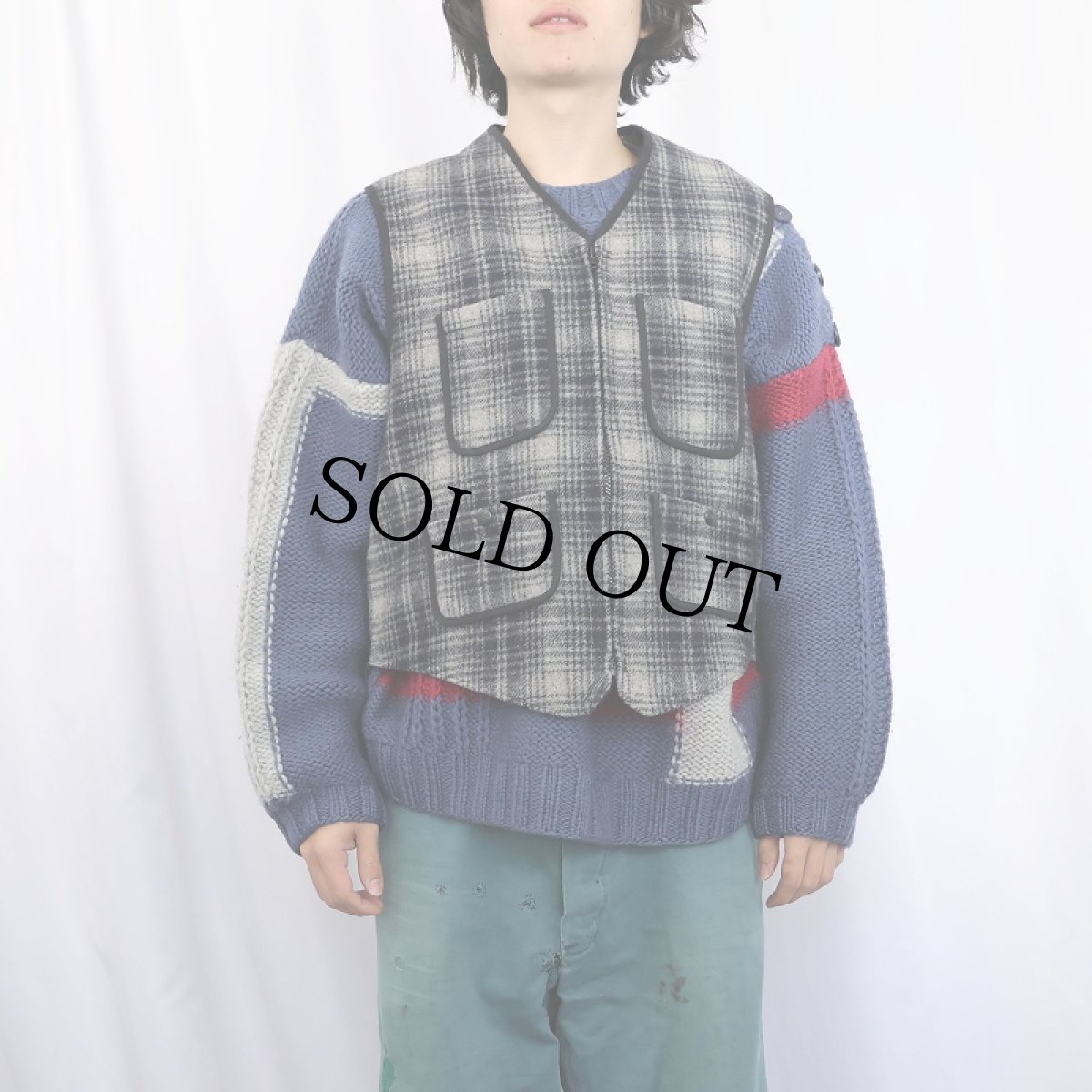 画像2: 80's L.L.Bean USA製 チェック柄 ウールベスト M (2)