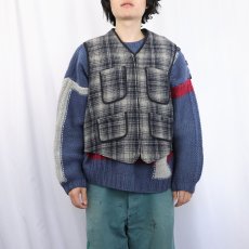 画像2: 80's L.L.Bean USA製 チェック柄 ウールベスト M (2)