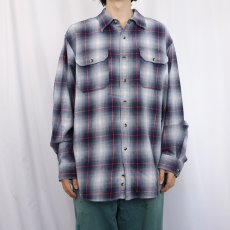 画像2: PENDLETON "PIONEER SHIRT" オンブレーチェック柄 ピマコットン×ウールシャツ XL (2)