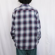 画像3: PENDLETON "PIONEER SHIRT" オンブレーチェック柄 ピマコットン×ウールシャツ XL (3)
