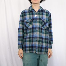 画像2: 70's PENDLETON USA製 チェック柄 ウールオープンカラーシャツ  (2)
