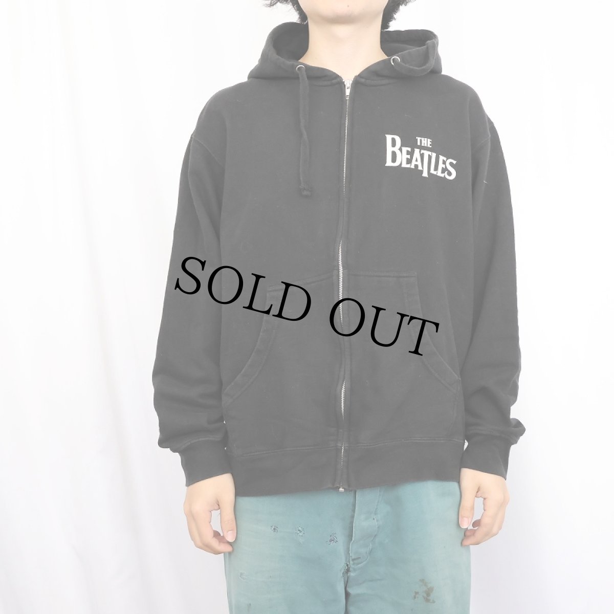 画像3: 2000's THE BEATLES ロックバンド プリントジップパーカー BLACK M (3)
