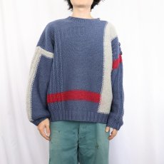 画像2: 切り替えデザイン ウールニットセーター (2)