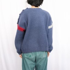 画像3: 切り替えデザイン ウールニットセーター (3)