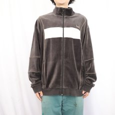 画像2: 90〜2000's PUMA ロゴ刺繍 ベロアトラックジャケット L (2)