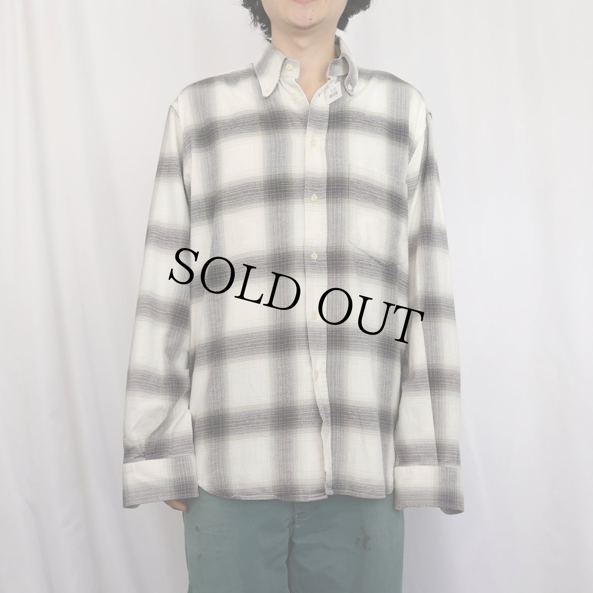 画像2: CAMICIE & CAMICIE ITALY製 オンブレーチェック柄 ボタンダウンネルシャツ (2)